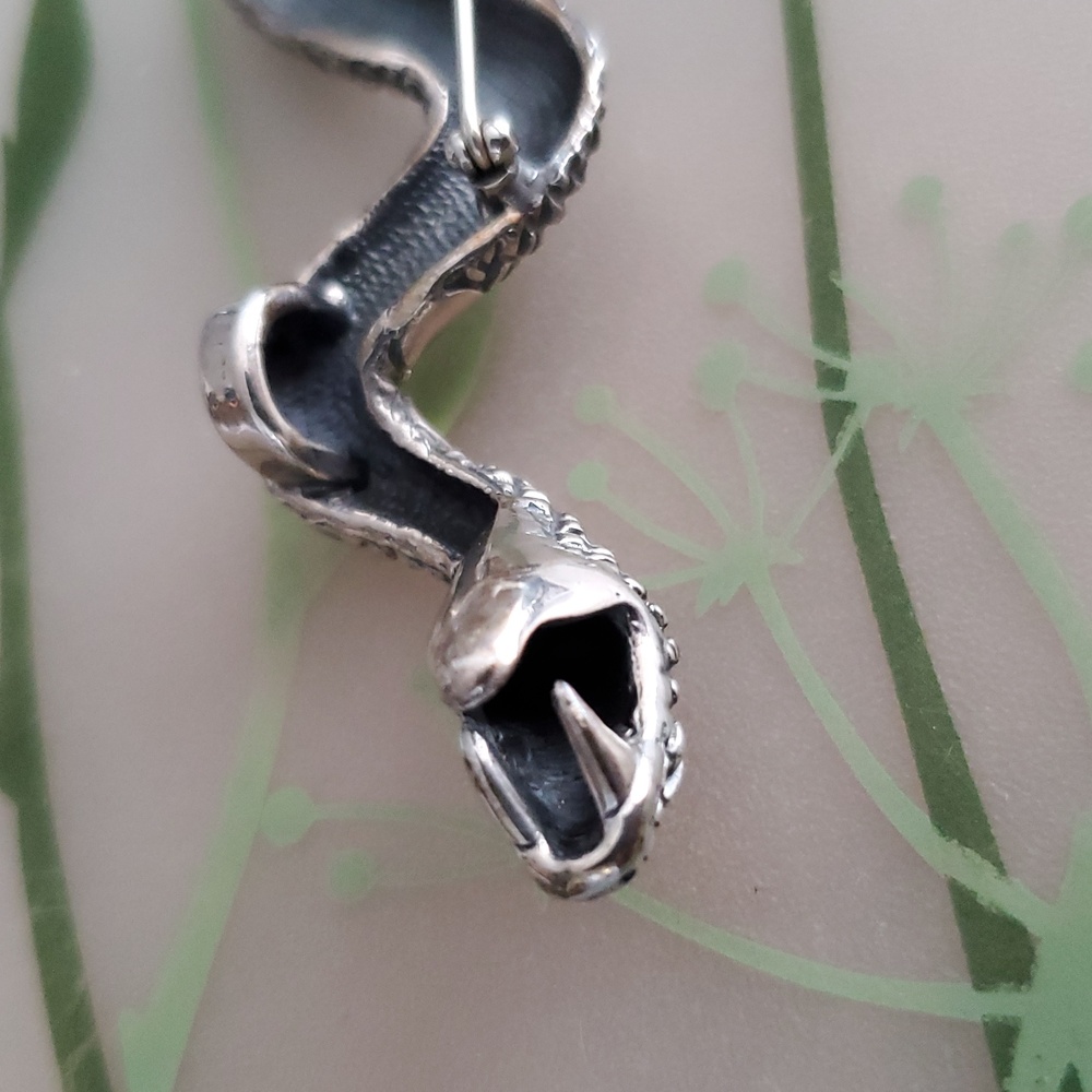 Taxco 6" Sterling Mexico Snake Brooch - Picture 8 of 9